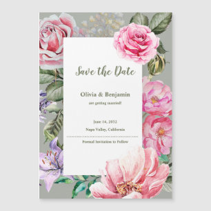 Rosa Garten Florale Hochzeit Magnetische Save the Magnetkarte