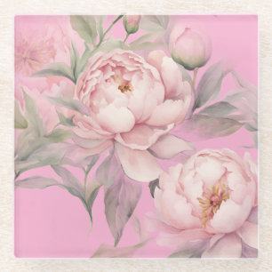 Rosa Garten-Pfingstrosen-Untersetzer Glasuntersetzer