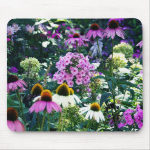 Rosa Garten-Phlox-Landschaft mit Kegelblumen Mousepad