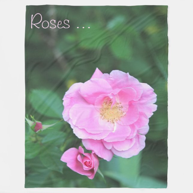 Rosa-Garten-Rose Fleecedecke (Vorderseite)