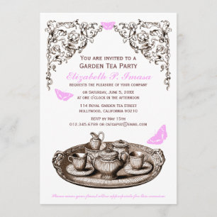 Rosa Garten-Tee-Party Einladungen