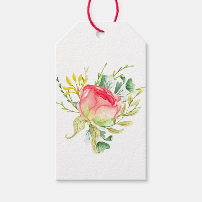 Rosa Garten Wasserfarbe Rose Bouquet Geschenkanhänger (Vorderseite)