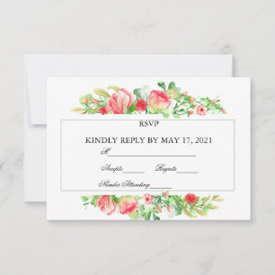 Rosa Garten Wasserfarbe Rose Bouquet RSVP Karte