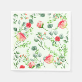 Rosa Garten Wasserfarbe Rose Bouquet Serviette
