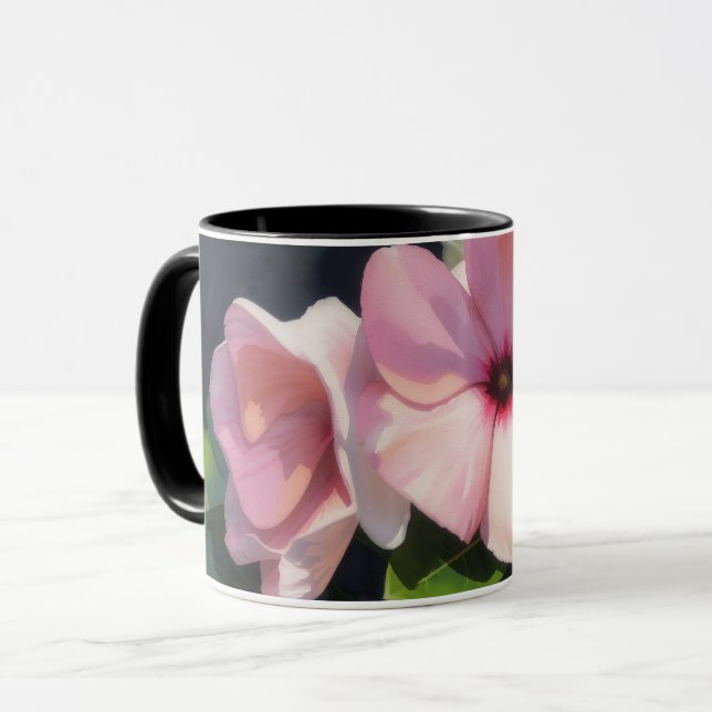 Rosa Gartenblumen Florale Kunst Tasse (Vorderseite Links)