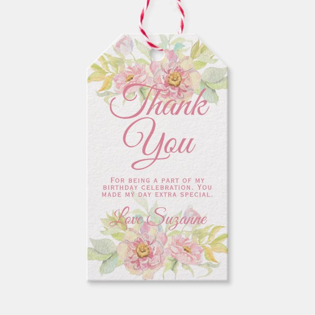 Rosa Gastgeschenk Geschenkanhänger (Vorderseite)