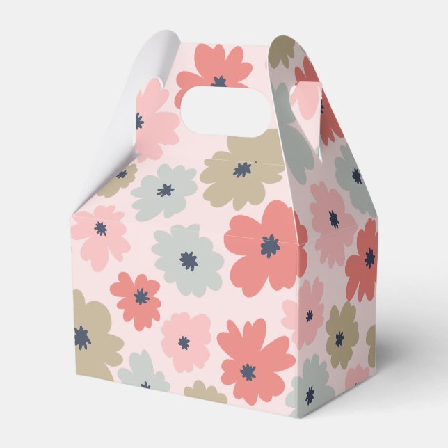 Rosa Gastgeschenk Grün und Blau Blüten Geschenkschachtel (Vorderseite)