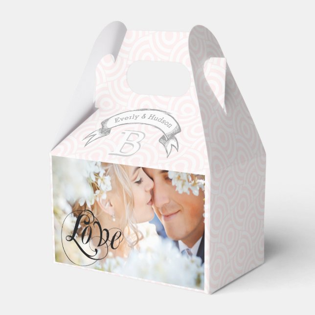 Rosa Gastgeschenk Hochzeit Feld Ihre Fotos Monogra Geschenkschachtel (Rückseite)