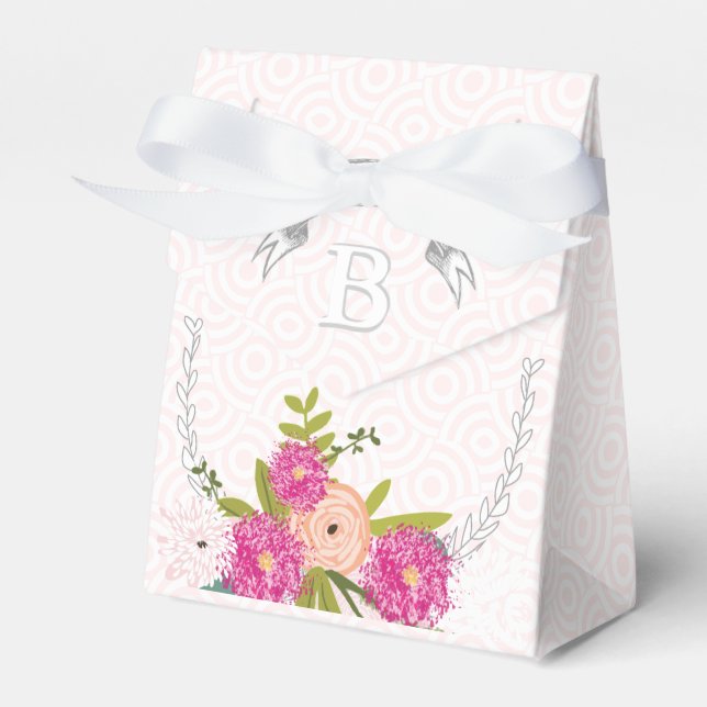 Rosa Gastgeschenk Hochzeit Feld Ihre Fotos Monogra Geschenkschachtel (Vorderseite)