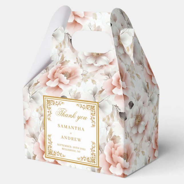 Rosa-Gastgeschenk Hochzeit Geschenkschachtel (Romantic blush ivory boho floral wedding favor box)