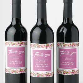 Rosa Gastgeschenke Hochzeiten der Blüte Weinkarte Weinetikett