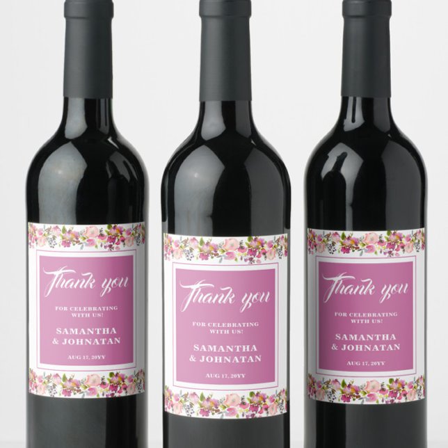 Rosa Gastgeschenke Hochzeiten der Blüte Weinkarte Weinetikett (Von Creator hochgeladen)