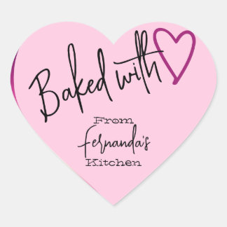 Rosa gebacken mit Liebe Backen aus der Küche von Herz-Aufkleber