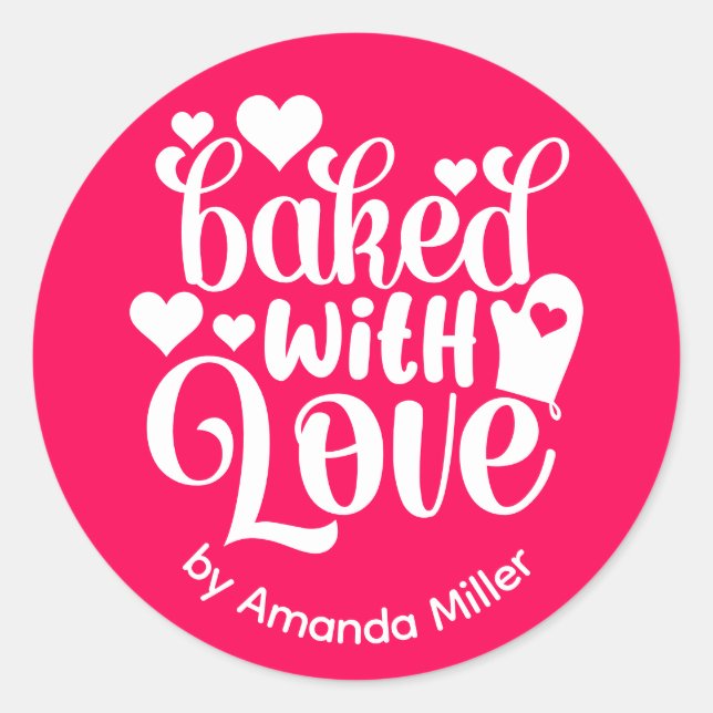 Rosa gebacken mit Liebe Muttertag backen Runder Aufkleber (Vorderseite)