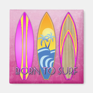 Rosa geboren zu surfen magnet