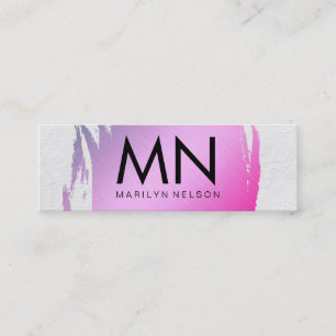 Rosa gebürstet mit weißer Textur und Chic Monogram Mini Visitenkarte