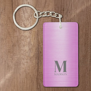 Rosa gebürstete Metallic Personalisiert Schlüsselanhänger