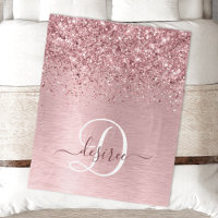 Rosa gebürsteter Glitzer Monogramm Name
