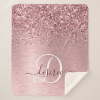 Rosa gebürsteter Glitzer Monogramm Name