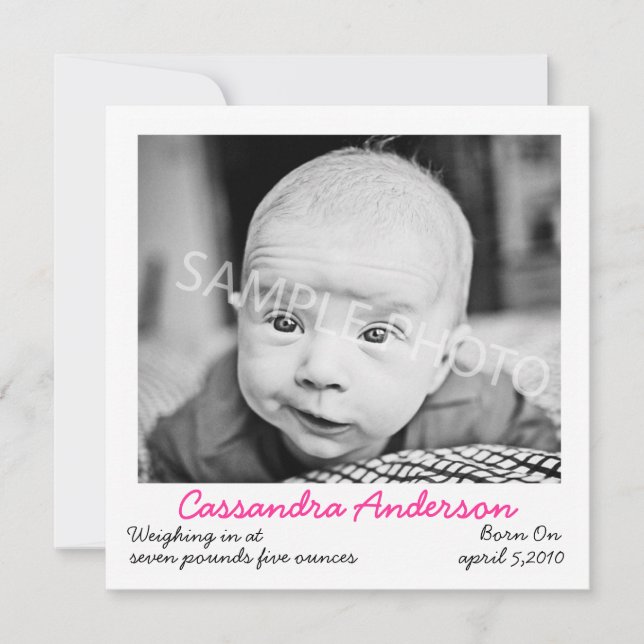 Rosa Geburtserklärung Ankündigung (Vorderseite)