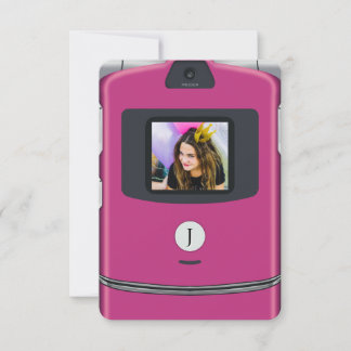 Rosa Geburtstag Flip-Telefon 2000er Einladung