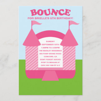 Rosa Geburtstags-Schlag-Bouncy Einladung