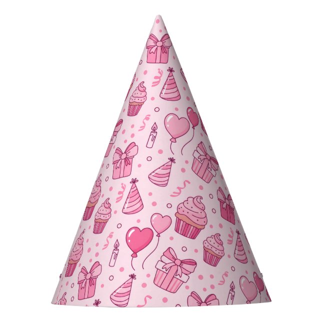 Rosa Geburtstagshut mit Cupcakes Partyhütchen (Vorderseite)
