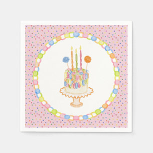 Rosa Geburtstagsparty-Dessert 'Kue the Confetti' Serviette