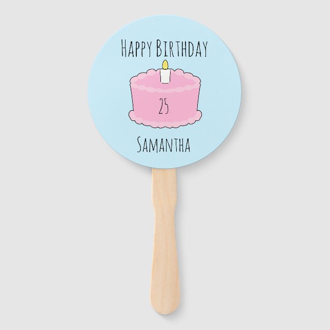 Rosa Geburtstagstorte Fächer (Vorderseite)