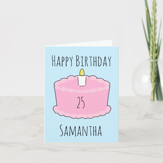 Rosa Geburtstagstorte Karte (Vorderseite)