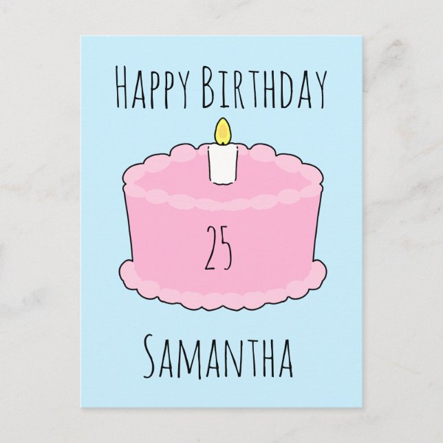 Rosa Geburtstagstorte Postkarte (Vorderseite)