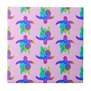 Rosa Gefärbte Krawatte Island Tribal Turtles Fliese