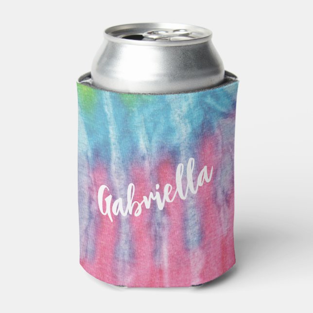 Rosa Gefärbte Krawatte Modern Boho Personalisiert Dosenkühler (Kanne Vorderseite)
