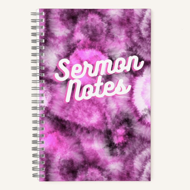 Rosa Gefärbte Krawatte Muster Sermon Hinweise Notizbuch (Vorderseite)
