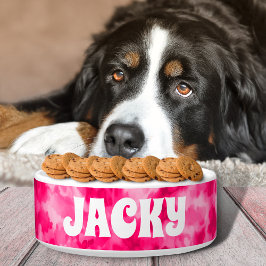 Rosa Gefärbte Krawatte Personalisierter Hund oder Napf