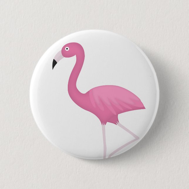 rosa gefiederter Flamingo Button (Vorderseite)