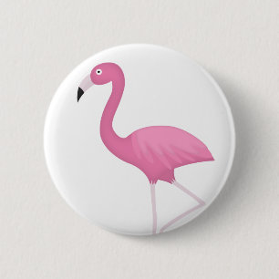 rosa gefiederter Flamingo Button