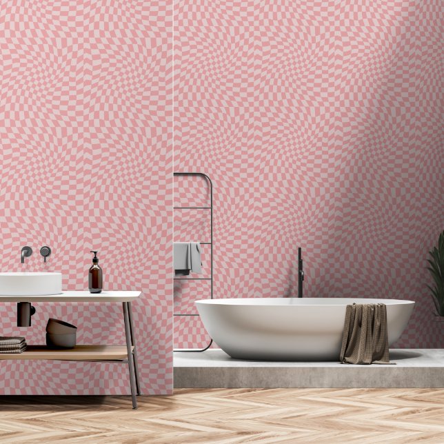 Rosa gefleckte Tafel Tapete (Badezimmer)