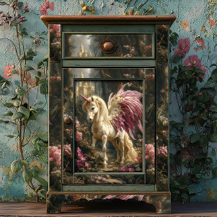 Rosa geflügeltes Einhorn Woodland Magisches Dekoup Seidenpapier