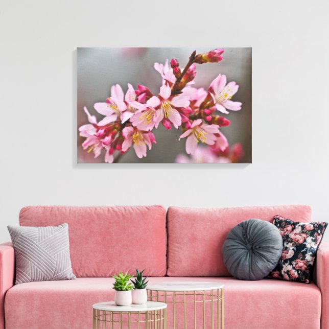 Rosa gegen eine Graue Himmelsblüte Leinwanddruck (Insitu (Wohnzimmer))