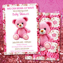 Rosa gehäkter Teddybär Mädchen-Baby-Party