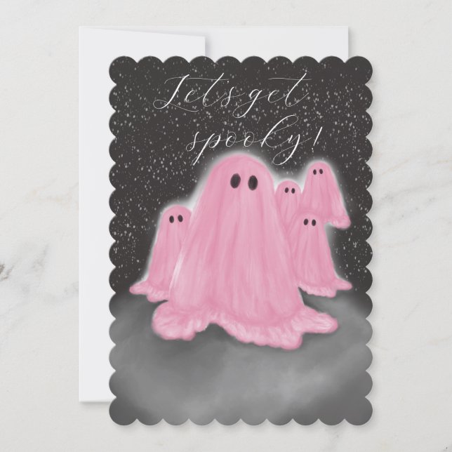 Rosa Geist am Abend Halloween-Party Einladung (Vorderseite)