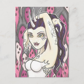 Rosa Geister Cartoon Fantasy Postkarte