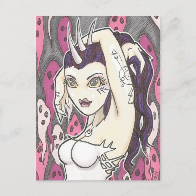 Rosa Geister Cartoon Fantasy Postkarte (Vorderseite)
