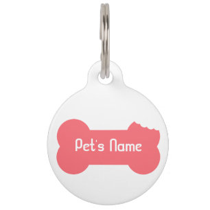 Rosa gekaut Knochen Personalisierter Hund Tag 5 Tiernamensmarke