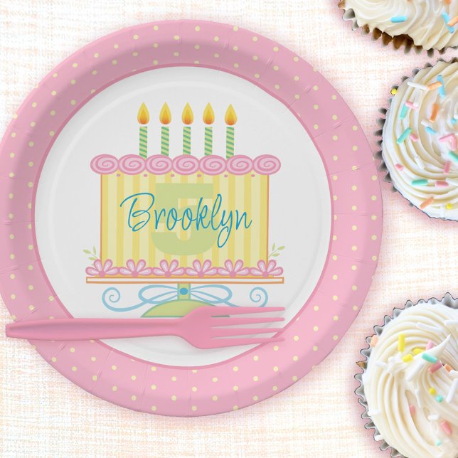 Rosa Gelb 5. Geburtstag Geburtsname Pappteller (Von Creator hochgeladen)