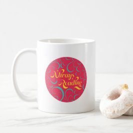 Rosa gelb blaue Wirbel buchen immer lesen Kaffeetasse