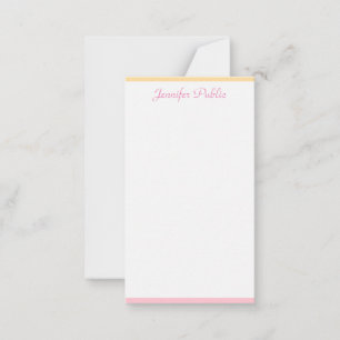 Rosa Gelb Elegante Handschrift Name Personalisiert Mitteilungskarte