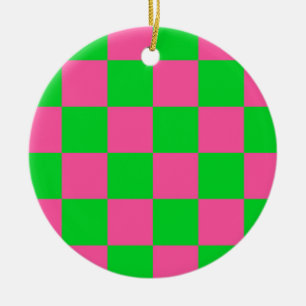rosa Gelb gekreuztes Karo-Muster Keramik Ornament