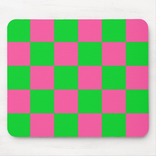 rosa Gelb gekreuztes Karo-Muster Mousepad (Vorne)